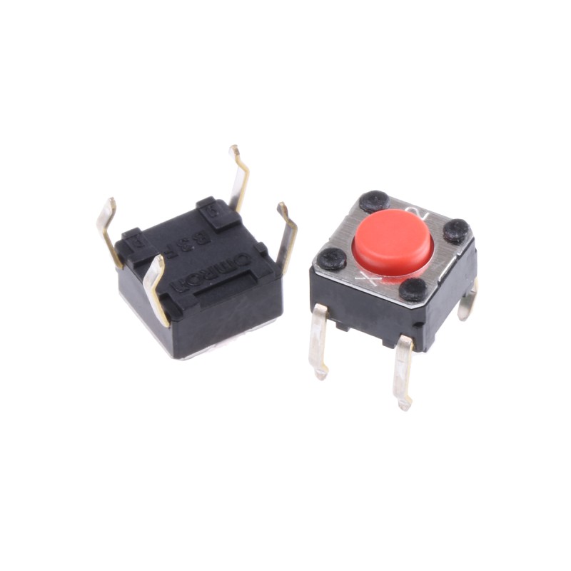 5 pcs - Plunger Tactile Switch, SPST 50 mA @ 24 V dc 0.9mm Through Hole
