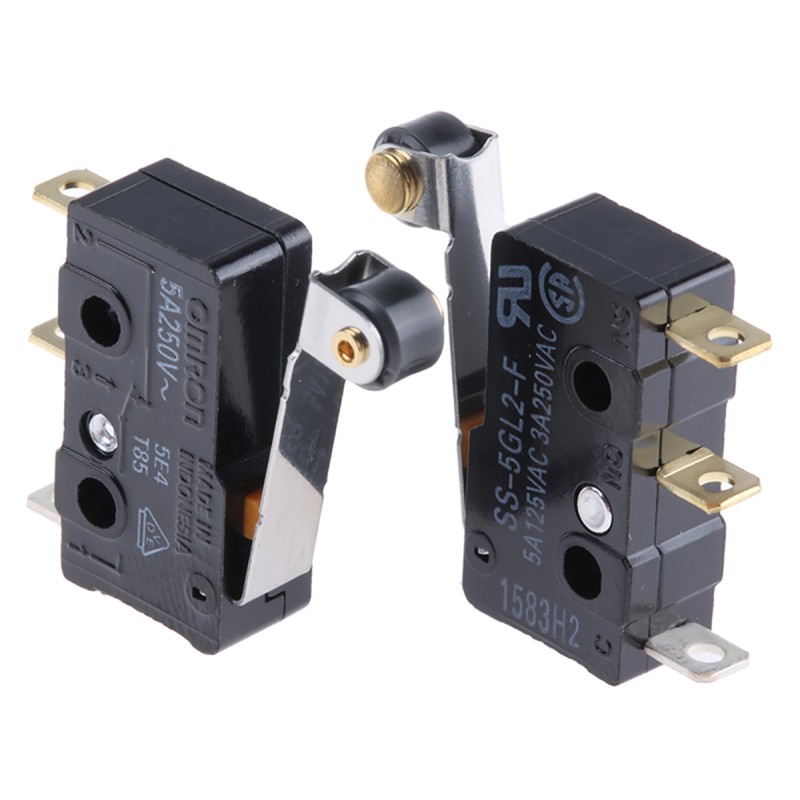 250 pcs - Omron Roller Lever Micro Switch, Solder Terminal, 5 A @ 125 V ac, SPDT, IP40