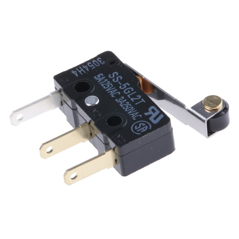 250 pcs - Omron Roller Lever Micro Switch, Tab Terminal, 5 A @ 125 V ac, SPDT, IP40