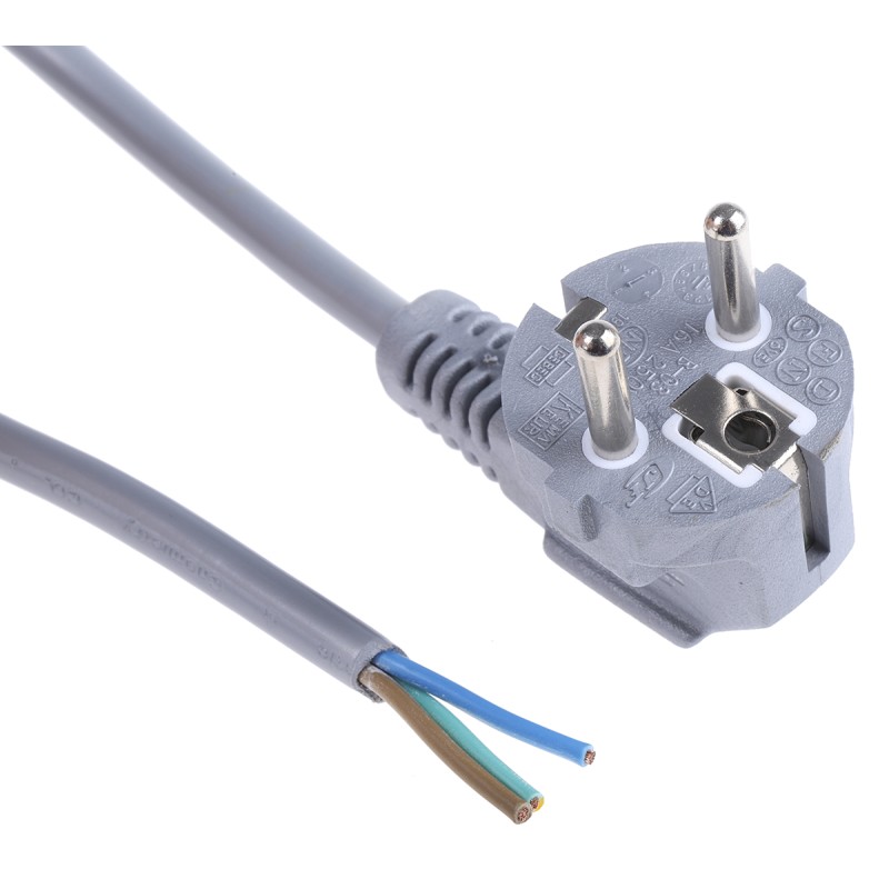 1 pcs - RS PRO CEE 7/7 Plug to Unterminated Power Cord, 2.5m