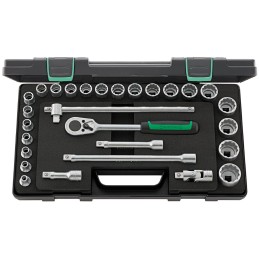 1 pcs - STAHLWILLE 28-Piece Metric 1/2 in Standard Socket Set with Ratchet, 12 point