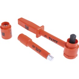 1 pcs - ITL Insulated Tools Ltd 12-Piece Imperial, Metric 1/2 in Standard Socket Set with Ratchet, 12 point, VDE/1000V