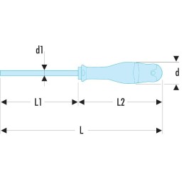 1 pcs - Facom Slotted Screwdriver, 5.5 mm Tip, 100 mm Blade, 210 mm Overall