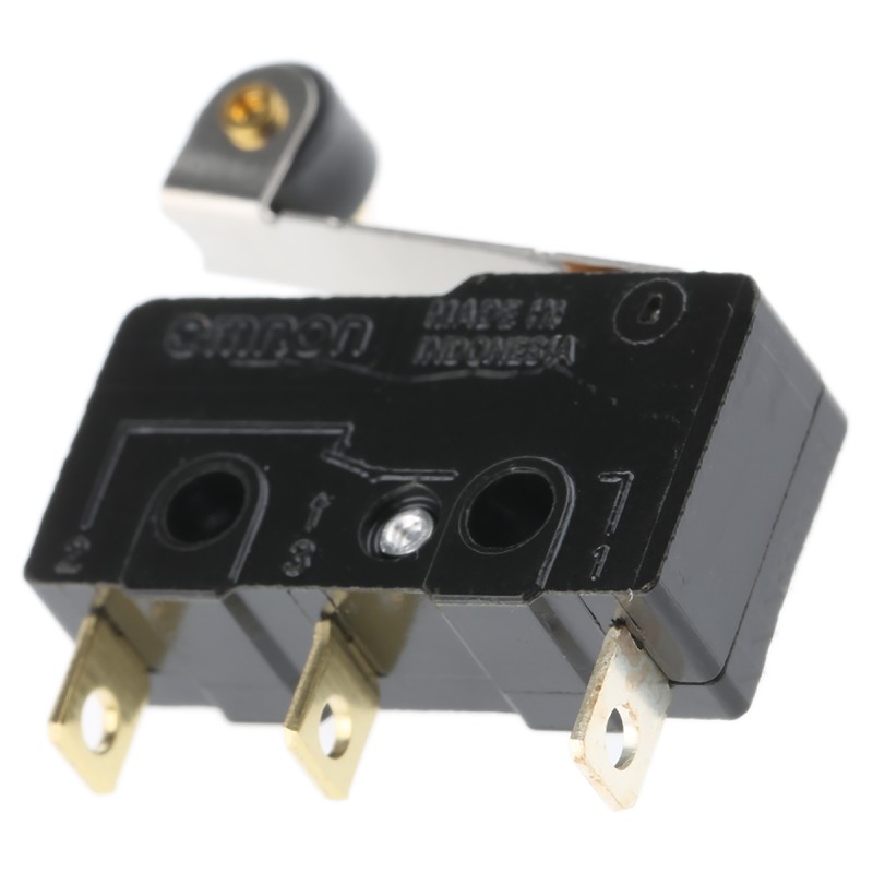 1 pcs - Omron Roller Lever Micro Switch, Solder Terminal, 100 mA @ 30 V dc, SPDT, IP40