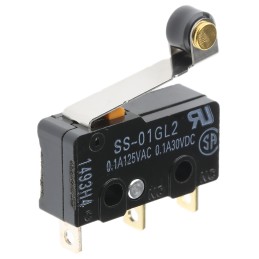 1 pcs - Omron Roller Lever Micro Switch, Solder Terminal, 100 mA @ 30 V dc, SPDT, IP40