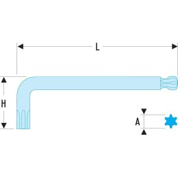1 pcs - Facom 1-Piece Torx Key, T40 Size, L Shape, Long Arm