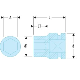1 pcs - Facom 8mm, 1/2 in Drive Impact Socket Standard Impact Socket