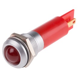 1 pcs - RS PRO Red Panel Mount Indicator, 230V ac, 12mm Mounting Hole Size, IP67