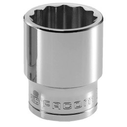 1 pcs - Facom 1/2 in Drive 25/32in Standard Socket, 12 point, 36 mm Overall Length