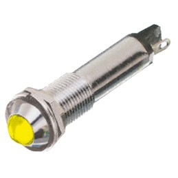 1 pcs - Dialight Yellow Panel Mount Indicator, 24V dc, 9mm Mounting Hole Size, Solder Tab Termination