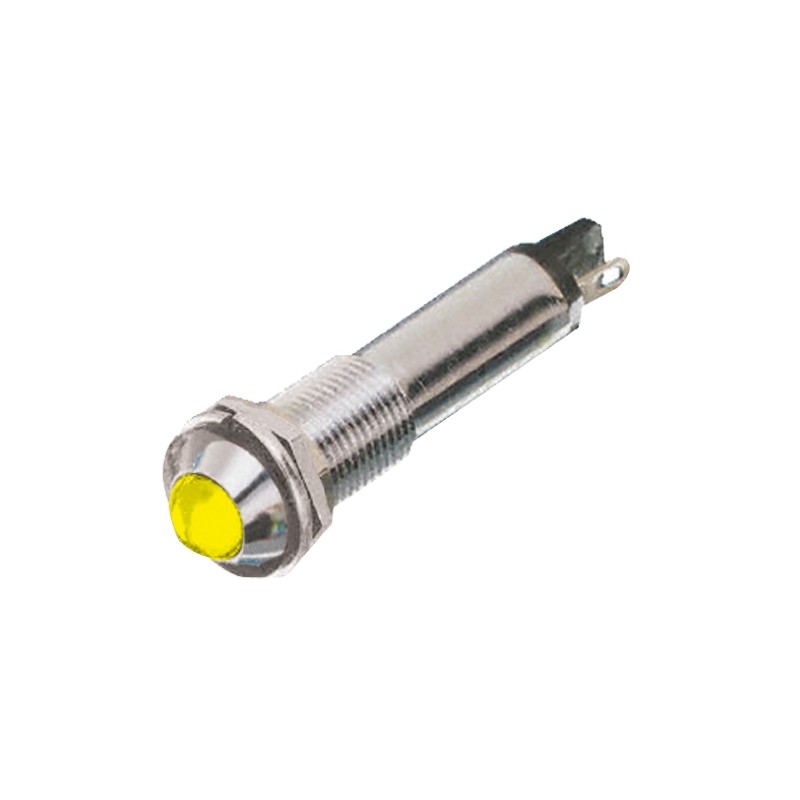 1 pcs - Dialight Yellow Panel Mount Indicator, 24V dc, 9mm Mounting Hole Size, Solder Tab Termination