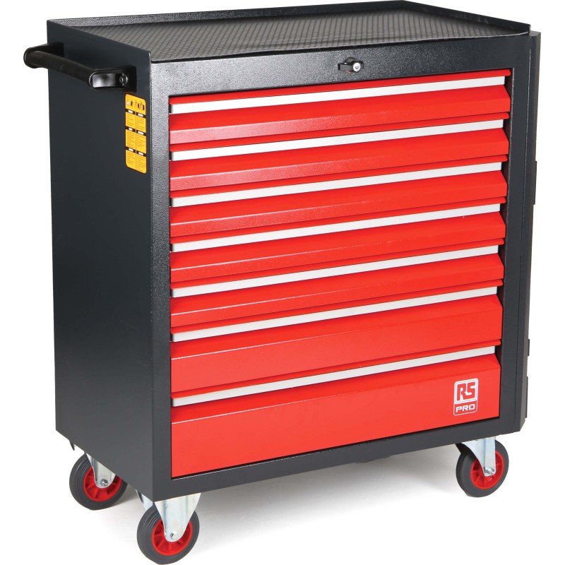 1 pcs - RS PRO 7 drawer Steel Wheeled Tool Chest, 975mm x 450mm x 710mm