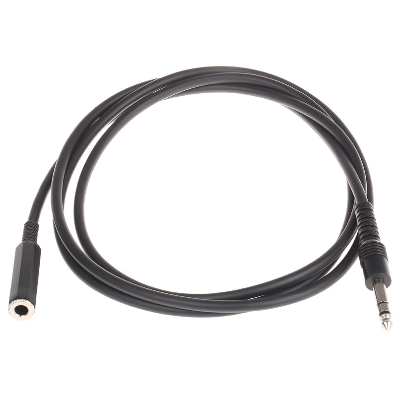 1 pcs - RS PRO Male 6.35mm Stereo Jack to Female 6.35mm Stereo Jack Aux Cable, Black, 2m