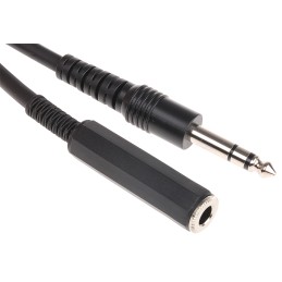 1 pcs - RS PRO Male 6.35mm Stereo Jack to Female 6.35mm Stereo Jack Aux Cable, Black, 2m