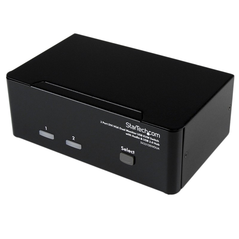 1 pcs - StarTech.com 2 Port Dual Monitor USB DVI, VGA KVM Switch, 3.5 mm Stereo 1920 x 1200 Maximum Resolution