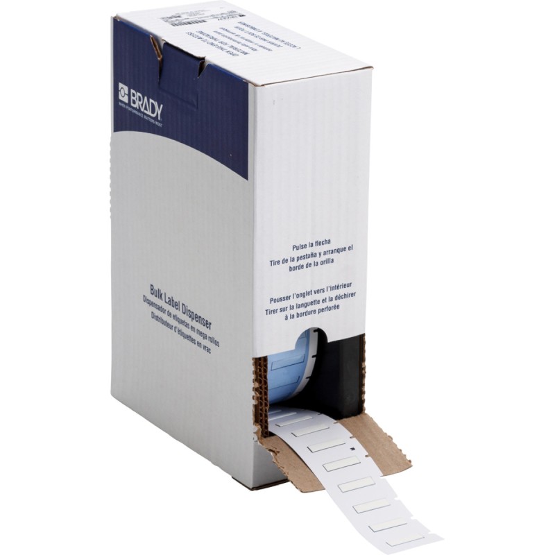 1 Box of 1000 - Brady B-342 Black on White Heatshrink Labels, 25.40 mm Width, 5.97mm Label Length, 25.4mm Label Width