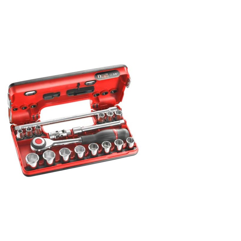 1 pcs - Facom 18-Piece Metric 3/8 in Standard Socket Set with Ratchet, 6 point