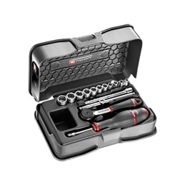 1 pcs - Facom 15-Piece Imperial 1/4 in Standard Socket Set with Ratchet, 6 point