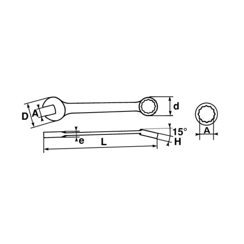 1 pcs - SAM Combination Spanner, 9mm, Metric, Height Safe, Double Ended, 135 mm Overall