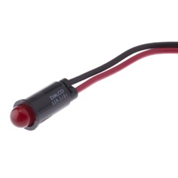 1 pcs - Dialight Red Panel Mount Indicator, 2.1V, 6.4mm Mounting Hole Size, Lead Wires Termination