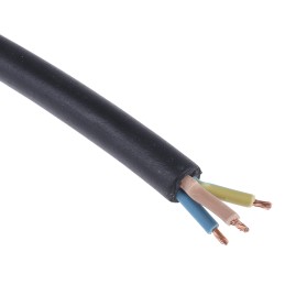 1 Reel of 100 M - RS PRO 3 Core Power Cable, 1 mm², 100m, Black CPE Sheath, TRS, 10 A, 300 V, 500 V