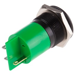 1 pcs - RS PRO Green Panel Mount Indicator, 22mm Mounting Hole Size, Solder Tab Termination
