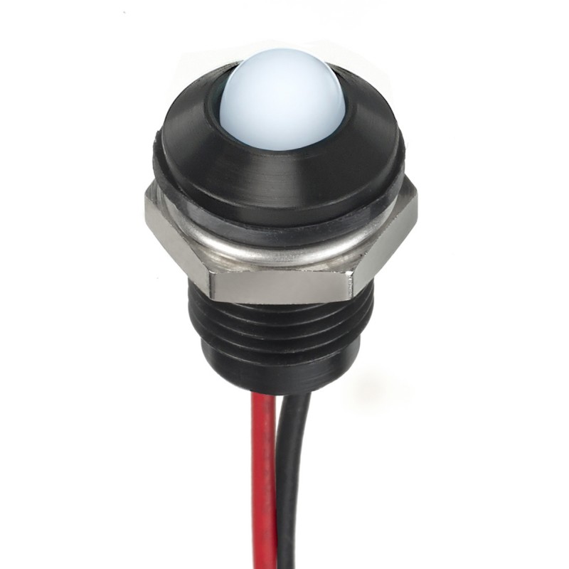 1 pcs - RS PRO White Panel Mount Indicator, 1.8 - 3.3V dc, 8mm Mounting Hole Size, Lead Wires Termination, IP67