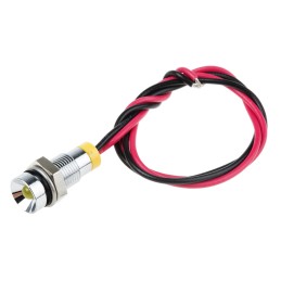 1 pcs - RS PRO Yellow Panel Mount Indicator, 2V dc, 6mm Mounting Hole Size, Lead Wires Termination, IP67