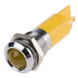 1 pcs - RS PRO Yellow Flashing LED Panel Mount Indicator, 24V dc, 14mm Mounting Hole Size, Solder Tab Termination