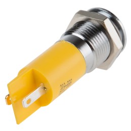 1 pcs - RS PRO Yellow Flashing LED Panel Mount Indicator, 24V dc, 14mm Mounting Hole Size, Solder Tab Termination