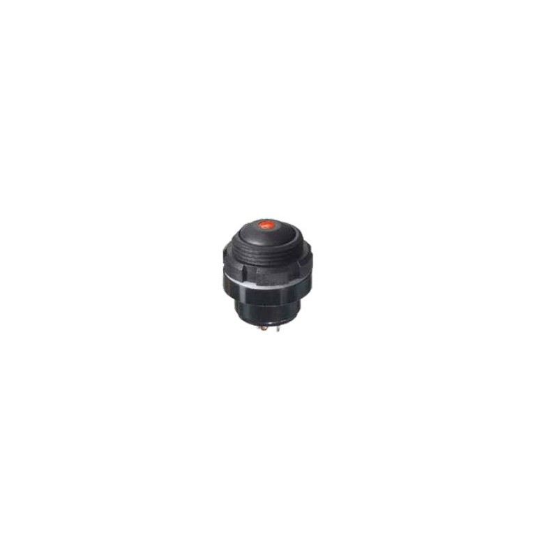 1 pcs - APEM IZ Series Illuminated Push Button Switch, Momentary, Panel Mount, 15mm Cutout, 1 NO, Red LED, 48V dc, IP67