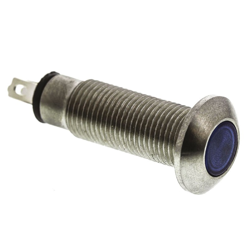 1 pcs - Marl Blue Panel Mount Indicator, 12 - 28V, 8.1mm Mounting Hole Size, Solder Tab Termination, IP67