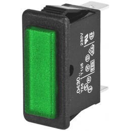 1 pcs - Arcolectric (Bulgin) Ltd Green Neon Panel Mount Indicator, 230V, 28.2 x 11.5mm Mounting Hole Size