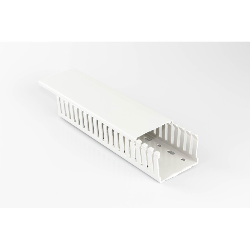 8 pcs - Beta Duct 2047 Light Grey Slotted Panel Trunking - Open Slot, W75 mm x D75mm, L2m, PC/ABS
