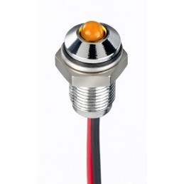 1 pcs - RS PRO Orange Panel Mount Indicator, 10.8 - 13.2V dc, 6mm Mounting Hole Size, Lead Wires Termination, IP67