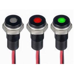 1 pcs - RS PRO Green, Red Panel Mount Indicator, 21.6 - 26.4V dc, 6mm Mounting Hole Size, Lead Wires Termination, IP67