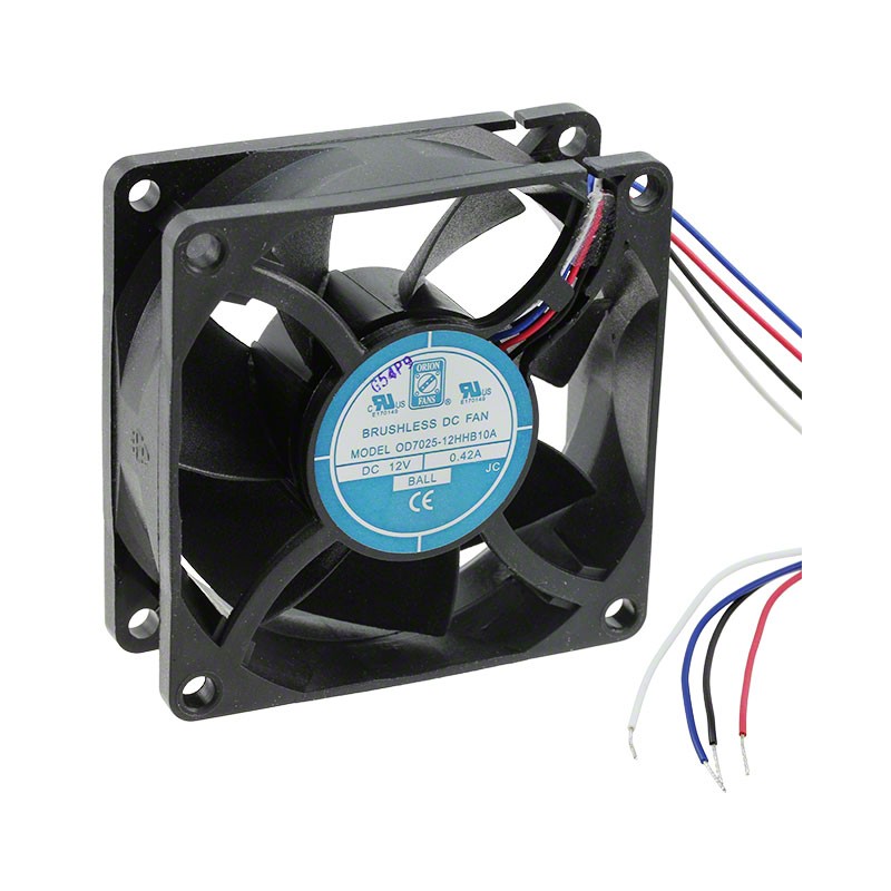 1 pcs : OD7025-12HHB10A - FAN AXIAL 70X25MM 12VDC WIRE