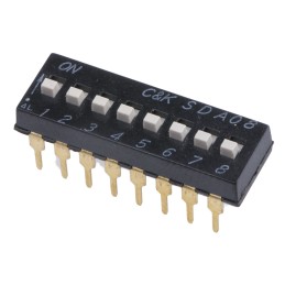 1 pcs - C & K 8 Way Through Hole DIP Switch SPST, Extended Actuator