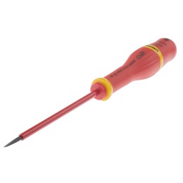 1 pcs - Facom Slotted Insulated Screwdriver, 3 mm Tip, 100 mm Blade, VDE/1000V, 202 mm Overall