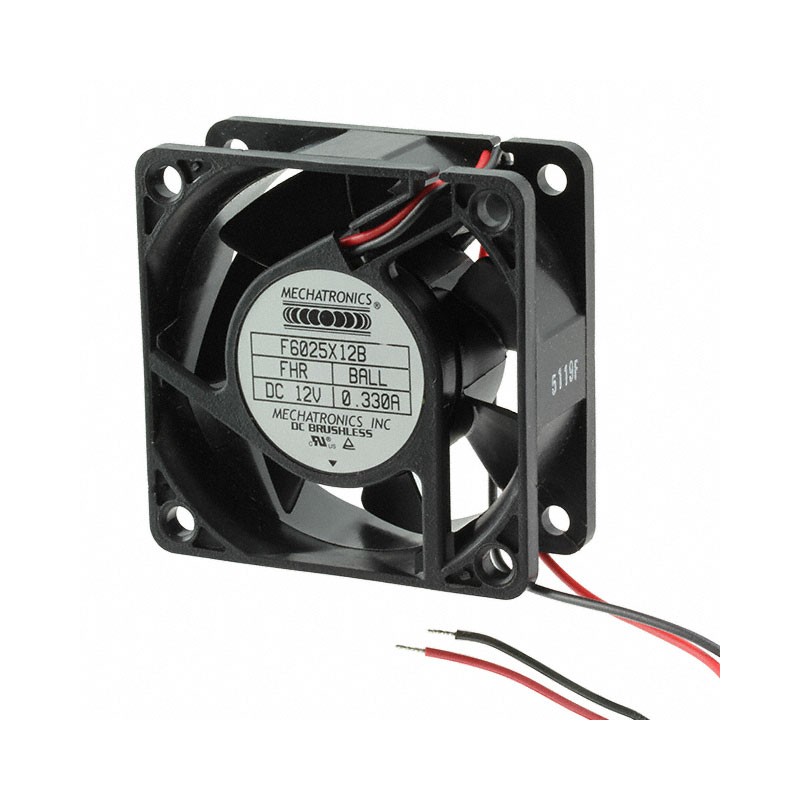 1 pcs : F6025X12B2-RHR-EM - FAN AXIAL 60X25MM 12VDC WIRE