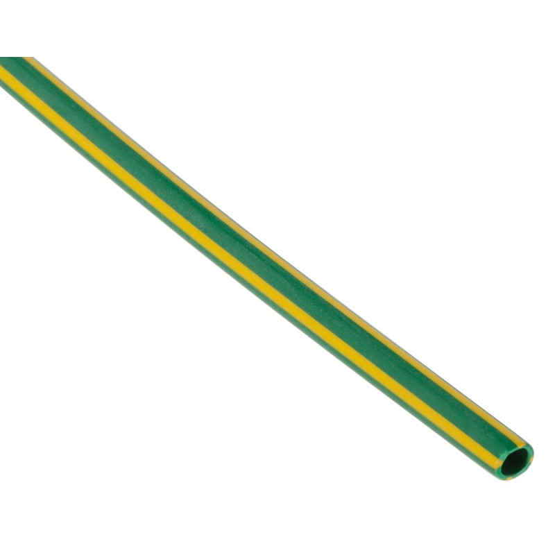 1 Bag of 1 - RS PRO Halogen Free Heat Shrink Tubing, Green, Yellow 2.4mm Sleeve Dia. x 1.2m Length 2:1 Ratio