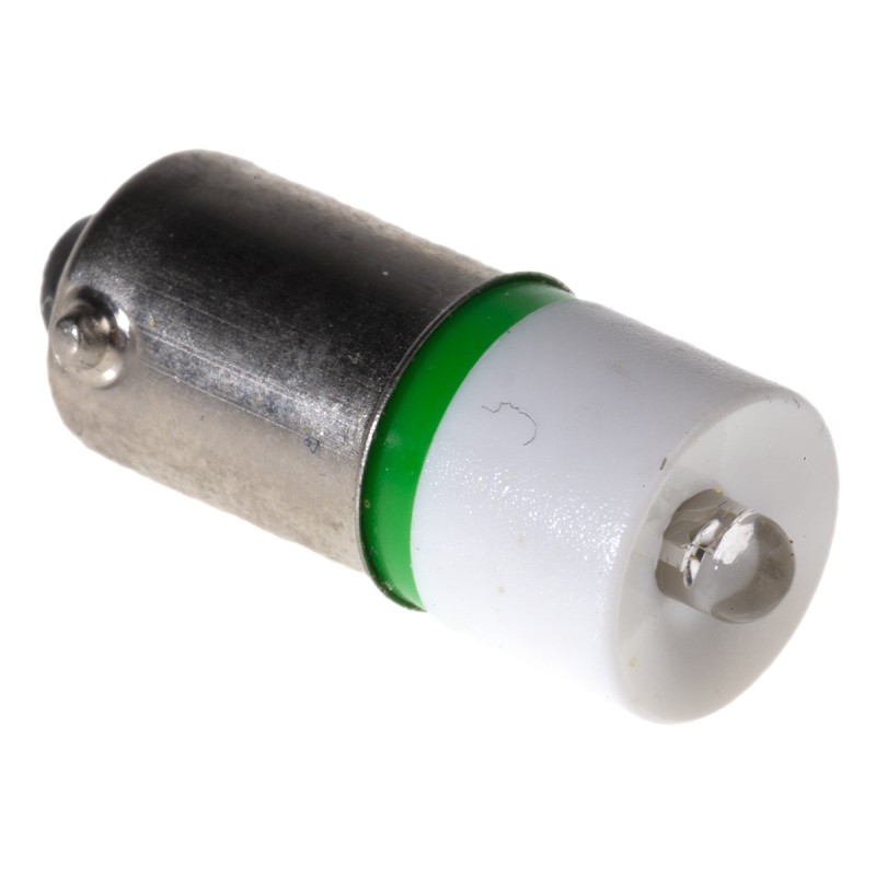 1 pcs - RS PRO Green LED Indicator Lamp, 130V ac, BA9s Base, 10mm Diameter, 570mcd