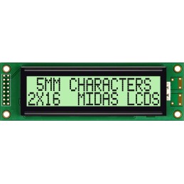 1 pcs - Midas MC21605B6WK-GPTLY-V2 Alphanumeric LCD Alphanumeric Display, 2 Rows by 16 Characters