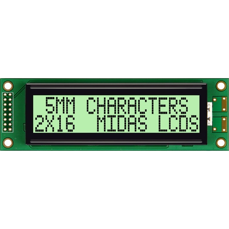1 pcs - Midas MC21605B6WK-GPTLY-V2 Alphanumeric LCD Alphanumeric Display, 2 Rows by 16 Characters