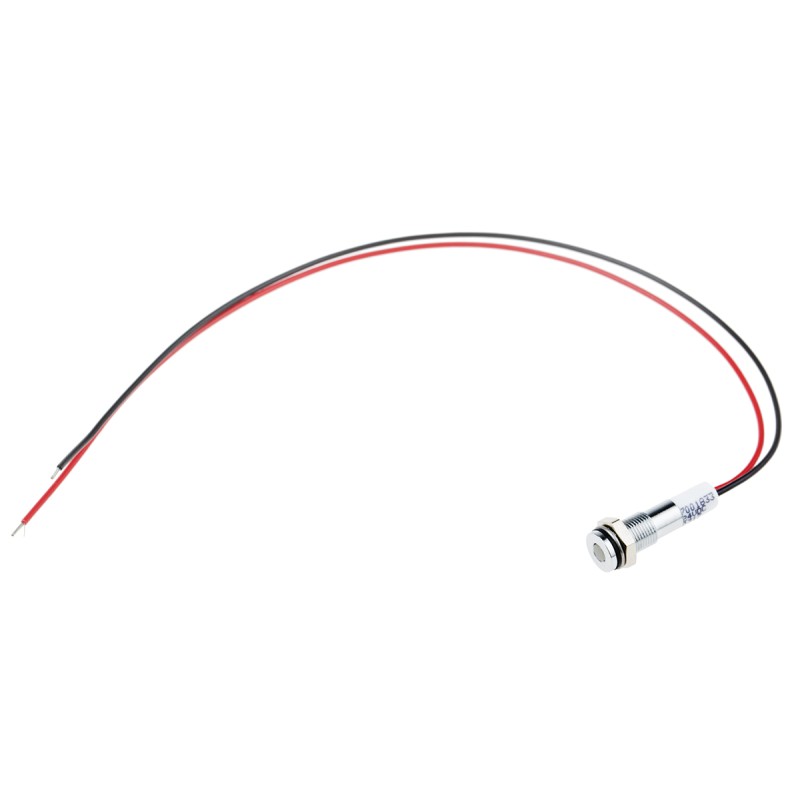 1 pcs - RS PRO White Panel Mount Indicator, 24V dc, 6mm Mounting Hole Size, Lead Wires Termination, IP67