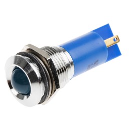 1 pcs - RS PRO Blue Panel Mount Indicator, 24V ac/dc, 16mm Mounting Hole Size, Solder Tab Termination