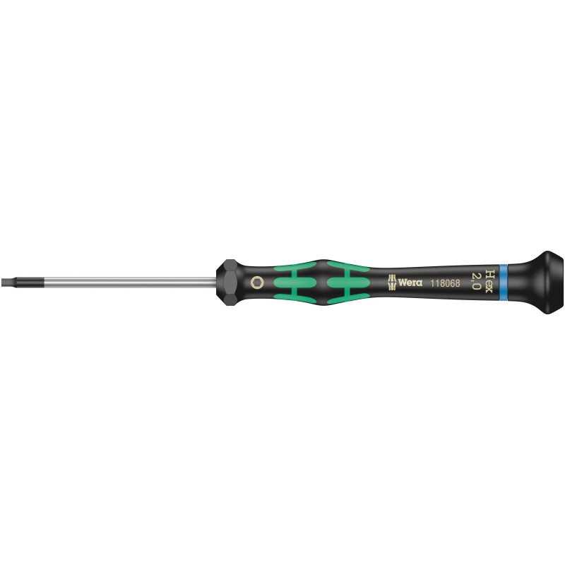 1 pcs - Wera Hexagon Precision Screwdriver, 2 mm Tip, 60 mm Blade, 157 mm Overall