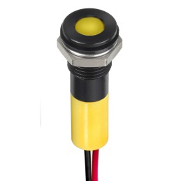 1 pcs - RS PRO Yellow Panel Mount Indicator, 2V dc, 8mm Mounting Hole Size, Lead Wires Termination, IP67