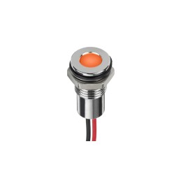 1 pcs - RS PRO Orange Panel Mount Indicator, 6V dc, 8mm Mounting Hole Size, Lead Wires Termination, IP67