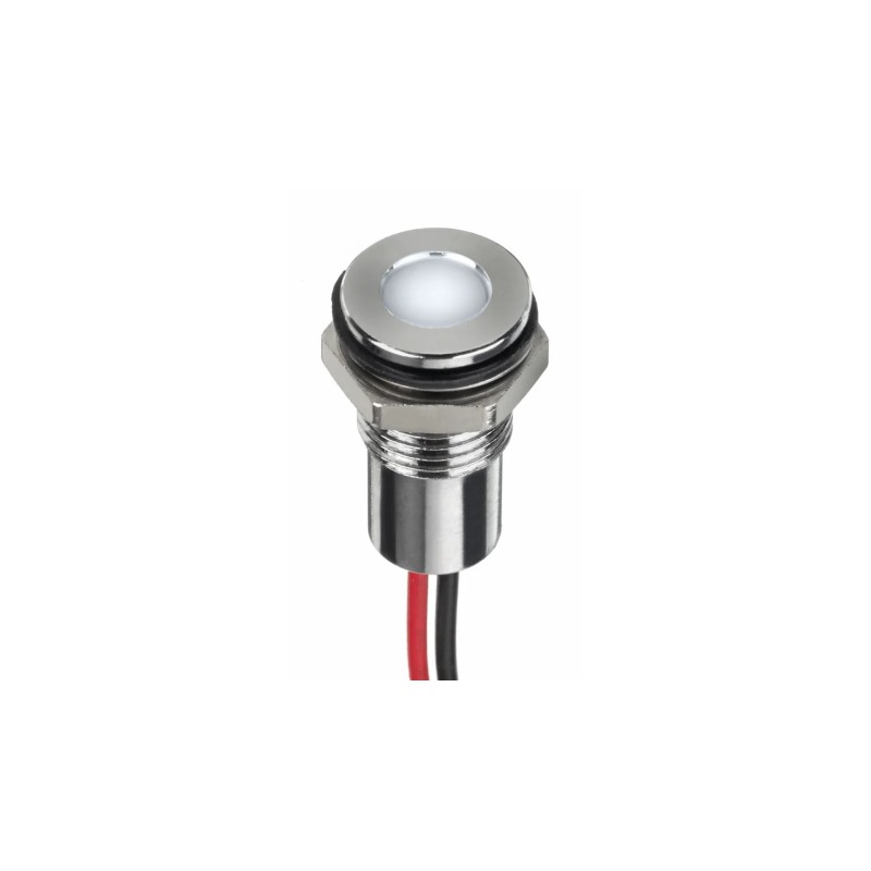 1 pcs - RS PRO White Panel Mount Indicator, 24V dc, 8mm Mounting Hole Size, Lead Wires Termination, IP67